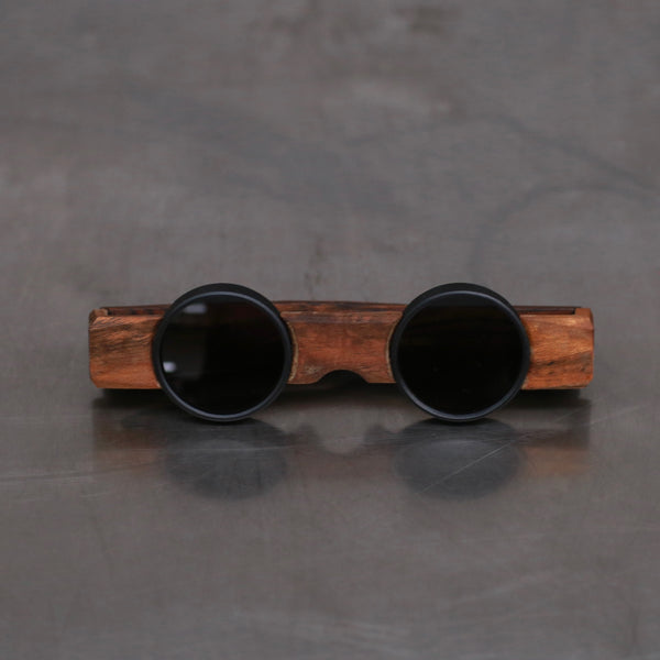 Rigards X UMA WANG Collaboration Wood Frame Eyewear RG00UW2 Collection RG-RG00UW2-HKSH Bocote Black Frame Dark Grey Lenses